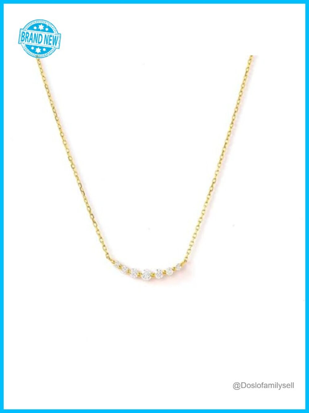 925 Sterling Silver 18K Gold Plated Curved CZ Bar Necklace Dainty Minimalist